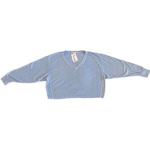 Maronie x Revolve Blue Soft Fleece Knit Lounge Long Sleeve Sweater Top SZ S;BNWT